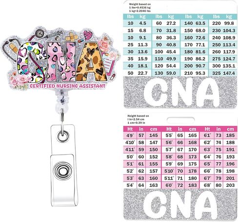 CNA Badge Reel Retractable With Badge Buddy Card - Glitter Nurse Badge Holder With ID Clip for Nursing Name Tag, Student, Office Work - Nurse's Day Gifts in Kuwait