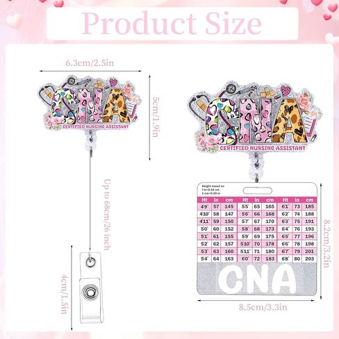 CNA Badge Reel Retractable With Badge Buddy Card - Glitter Nurse Badge Holder With ID Clip for Nursing Name Tag, Student, Office Work - Nurse's Day Gifts in Kuwait