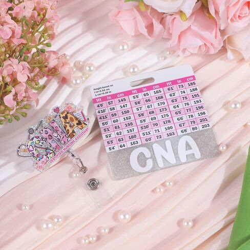 CNA Badge Reel Retractable With Badge Buddy Card - Glitter Nurse Badge Holder With ID Clip for Nursing Name Tag, Student, Office Work - Nurse's Day Gifts in Kuwait
