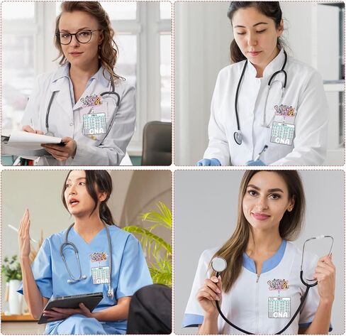 CNA Badge Reel Retractable With Badge Buddy Card - Glitter Nurse Badge Holder With ID Clip for Nursing Name Tag, Student, Office Work - Nurse's Day Gifts in Kuwait