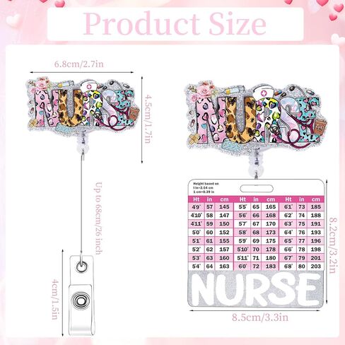 CNA Badge Reel Retractable With Badge Buddy Card - Glitter Nurse Badge Holder With ID Clip for Nursing Name Tag, Student, Office Work - Nurse's Day Gifts in Saudi Arabia