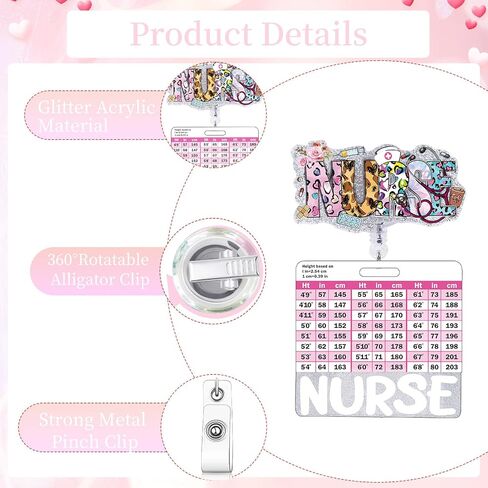 CNA Badge Reel Retractable With Badge Buddy Card - Glitter Nurse Badge Holder With ID Clip for Nursing Name Tag, Student, Office Work - Nurse's Day Gifts in Saudi Arabia