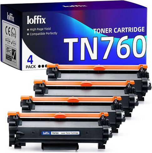Compatible TN-760 Toner Cartridges Replacement for Brother TN760 TN-760 TN-730 Toner Use with Brother MFC-L2710DW MFC-L2750DW HL-L2370DW HL-L2395DW HL-L2390DW Printer (Black, 4 Pack) in Kuwait