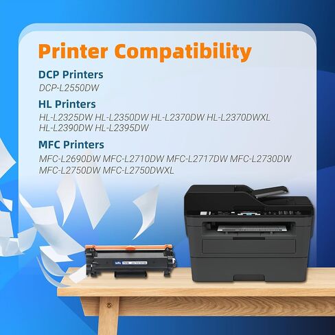 Compatible TN-760 Toner Cartridges Replacement for Brother TN760 TN-760 TN-730 Toner Use with Brother MFC-L2710DW MFC-L2750DW HL-L2370DW HL-L2395DW HL-L2390DW Printer (Black, 4 Pack) in Kuwait