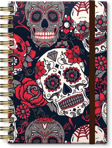 Cute Spiral Notebook, Journal for Women, Hardcover Spiral Journal, 5.5 x 8.3 Inches, 120 Pages,100gsm Paper, for Gifts Nurse Teacher Women Office Supplies(Cute Red Skull) in Saudi Arabia