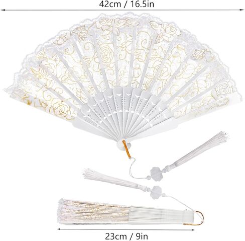 50 PCS Exquisite Sandalwood Fan, 8 Inch Tassels Wooden Folding Hand Fans with Organza Bags - Handheld Decorative Fans for Women, Foldable Wooden Hand Fans for Events, Wedding and Party in Kuwait