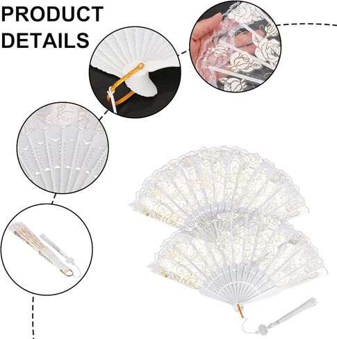50 PCS Exquisite Sandalwood Fan, 8 Inch Tassels Wooden Folding Hand Fans with Organza Bags - Handheld Decorative Fans for Women, Foldable Wooden Hand Fans for Events, Wedding and Party in Kuwait