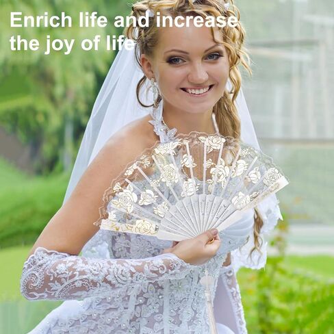 50 PCS Exquisite Sandalwood Fan, 8 Inch Tassels Wooden Folding Hand Fans with Organza Bags - Handheld Decorative Fans for Women, Foldable Wooden Hand Fans for Events, Wedding and Party in Kuwait