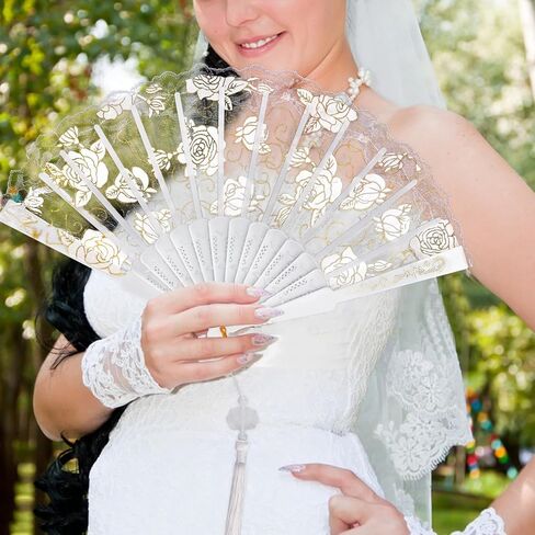 50 PCS Exquisite Sandalwood Fan, 8 Inch Tassels Wooden Folding Hand Fans with Organza Bags - Handheld Decorative Fans for Women, Foldable Wooden Hand Fans for Events, Wedding and Party in Kuwait