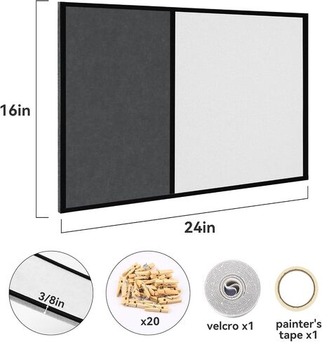 16x24 in Foldable Frameless Cork Board - Moisture-Proof Bulletin Board，Home Office Photo Wall Display Board Classroom Pin Board Wall Decorative Felt Pin Board(White&Grey) in Saudi Arabia