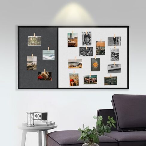 16x24 in Foldable Frameless Cork Board - Moisture-Proof Bulletin Board，Home Office Photo Wall Display Board Classroom Pin Board Wall Decorative Felt Pin Board(White&Grey) in Saudi Arabia