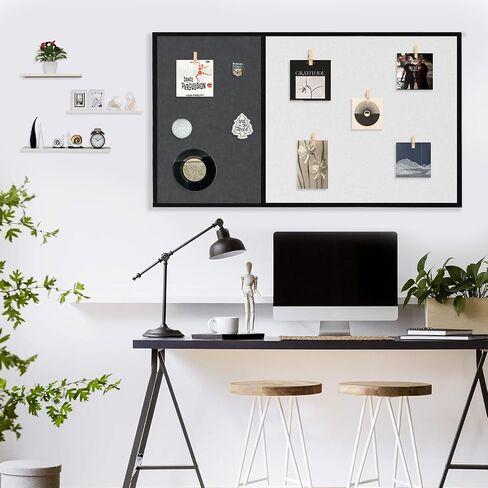 16x24 in Foldable Frameless Cork Board - Moisture-Proof Bulletin Board，Home Office Photo Wall Display Board Classroom Pin Board Wall Decorative Felt Pin Board(White&Grey) in Saudi Arabia
