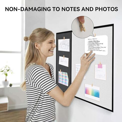 16x24 in Foldable Frameless Cork Board - Moisture-Proof Bulletin Board，Home Office Photo Wall Display Board Classroom Pin Board Wall Decorative Felt Pin Board(White&Grey) in Saudi Arabia