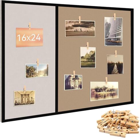 16x24 in Foldable Frameless Cork Board - Moisture-Proof Bulletin Board，Home Office Photo Wall Display Board Classroom Pin Board Wall Decorative Felt Pin Board(White&Grey) in Saudi Arabia