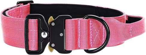 Heavy Duty Tactical Dog Collar – Adjustable Nylon w/Metal Buckle, Durable & Comfortable for Medium to Large Dogs (German Shepherd, Labrador, Rottweiler), Red Rose, Medium, for Training & Outdoor Use. in Saudi Arabia