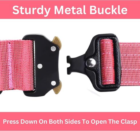 Heavy Duty Tactical Dog Collar – Adjustable Nylon w/Metal Buckle, Durable & Comfortable for Medium to Large Dogs (German Shepherd, Labrador, Rottweiler), Red Rose, Medium, for Training & Outdoor Use. in Saudi Arabia