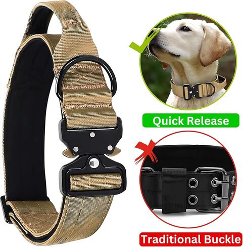 Heavy Duty Tactical Dog Collar – Adjustable Nylon w/Metal Buckle, Durable & Comfortable for Medium to Large Dogs (German Shepherd, Labrador, Rottweiler), Red Rose, Medium, for Training & Outdoor Use. in Saudi Arabia