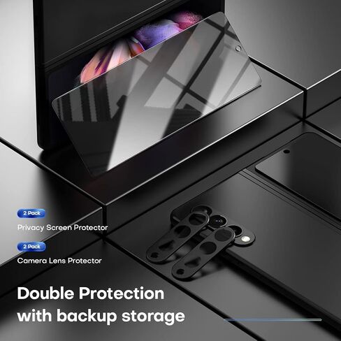 TOCOL [6 Items Designed for Samsung Galaxy Z Fold 3 5G- 2 Pack Front Tempered Glass Screen Protector + 2 Pack Inside TPU Screen Protector + 2 Pack Tempered Glass Camera Lens Protector, Bubble Free in Saudi Arabia
