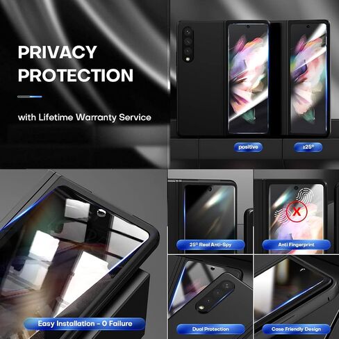 TOCOL [6 Items Designed for Samsung Galaxy Z Fold 3 5G- 2 Pack Front Tempered Glass Screen Protector + 2 Pack Inside TPU Screen Protector + 2 Pack Tempered Glass Camera Lens Protector, Bubble Free in Saudi Arabia