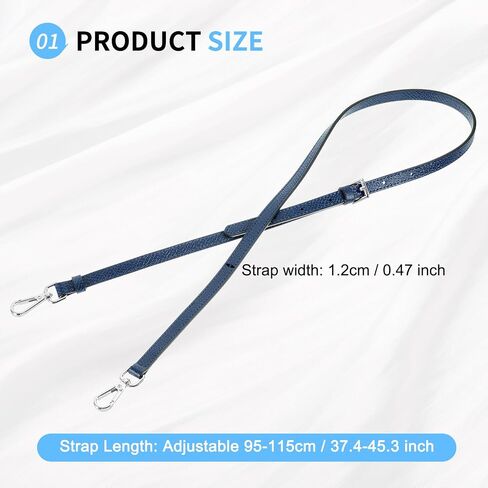 Bag Shoulder Strap, (37.4"-45.3" Adjustable Replacement Strap) Genuine Leather with Metal Silver Buckle for Women (Dark Blue) in Saudi Arabia