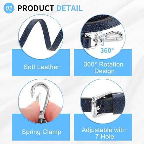 Bag Shoulder Strap, (37.4"-45.3" Adjustable Replacement Strap) Genuine Leather with Metal Silver Buckle for Women (Dark Blue) in Saudi Arabia