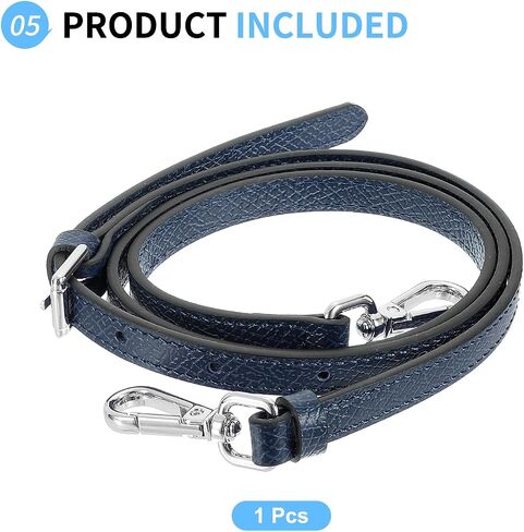 Bag Shoulder Strap, (37.4"-45.3" Adjustable Replacement Strap) Genuine Leather with Metal Silver Buckle for Women (Dark Blue) in Saudi Arabia