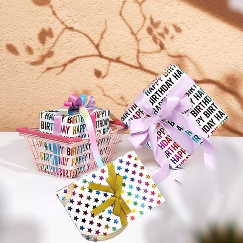 الورق الأطول للهدايا ، ورق التغليف ، ورقة التغليف ، 4 رولز 17 بوصة × 120 بوصة للحفلة ، والعطلة ، ودش الطفل الوردي in Kuwait