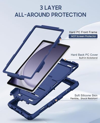 OKP Case for New Samsung Galaxy Tab A9+/ A9 Plus 11 Inch 2023 (SM-X210/X216/X218), Heavy Duty Shockproof Rugged 11" Galaxy A9+ Tablet Protective Cover with Kickstand for Kids Boys Girls, Black in Kuwait