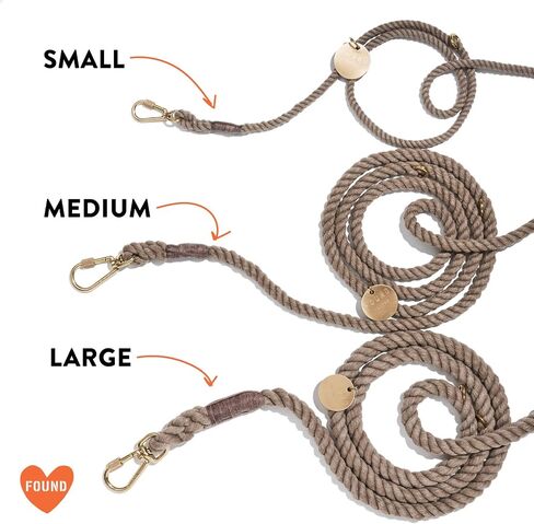 Found My Animal - Black & White Up-Cyled Rope Dog Leash, Standard-S-Adjustable Solid Brass Lockable Carabiners - Heavy Duty Dog Training Leash - Handcrafted Up-Cycled Puppy Leash Rope - Made in USA in Saudi Arabia