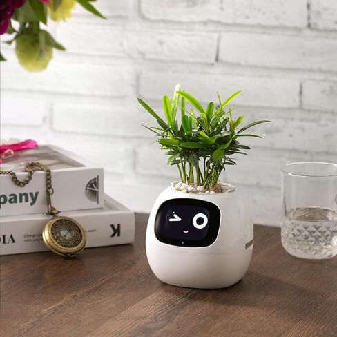 Smart pet Planter Robot Guidance on Plant Care with Emojis, Adorable Plant Companion with Rich Gesture Interaction, Neat Desk Setup Gift (Purple) in Saudi Arabia