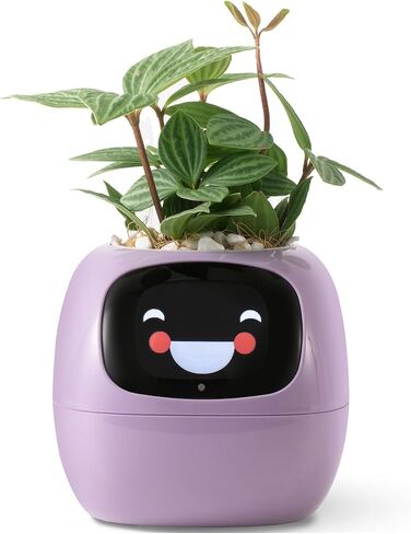 Smart pet Planter Robot Guidance on Plant Care with Emojis, Adorable Plant Companion with Rich Gesture Interaction, Neat Desk Setup Gift (Purple) in Saudi Arabia