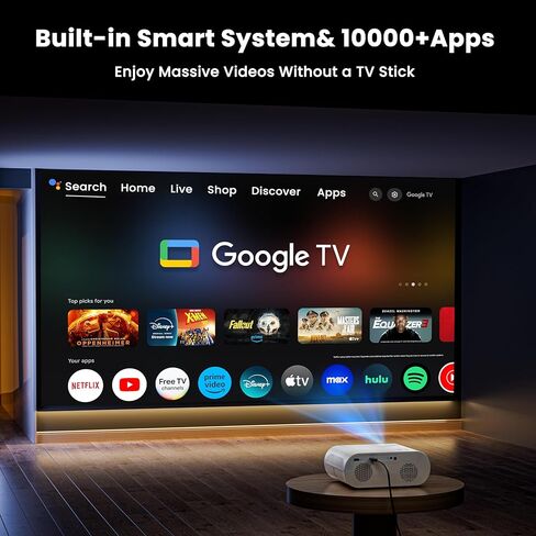 جهاز عرض HOMPOW، جهاز عرض بلوتوث أصلي 1080 بكسل عالي الدقة مع مكبر صوت، جهاز عرض صغير محمول للأفلام بقوة 9500 لومن متوافق مع الكمبيوتر المحمول والهاتف الذكي وعصا التلفزيون وXbox وPS5 in Kuwait