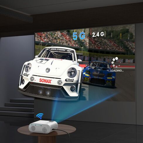 جهاز عرض HOMPOW، جهاز عرض بلوتوث أصلي 1080 بكسل عالي الدقة مع مكبر صوت، جهاز عرض صغير محمول للأفلام بقوة 9500 لومن متوافق مع الكمبيوتر المحمول والهاتف الذكي وعصا التلفزيون وXbox وPS5 in Kuwait