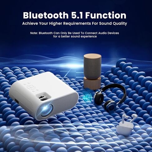 جهاز عرض HOMPOW، جهاز عرض بلوتوث أصلي 1080 بكسل عالي الدقة مع مكبر صوت، جهاز عرض صغير محمول للأفلام بقوة 9500 لومن متوافق مع الكمبيوتر المحمول والهاتف الذكي وعصا التلفزيون وXbox وPS5 in Kuwait