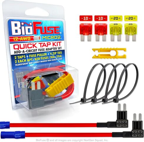 مجموعة أدوات الضغط السريع 12 AWG 12V القياسية ATO في الخط: 2 حامل مصهر سيارة مقاوم للماء، 2 مصهر عادي 30 أمبير، 3 موصلات مؤخرة قابلة للانكماش الحراري (نوع مجعد)، 4 روابط، ساحب (مجموعة الشفرات: ATO، ATC، ATS، APR) in Kuwait