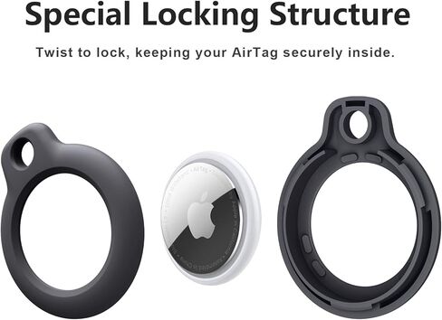 2-Pack Airtag Holder for Apple Air Tags with Keychain Strap, Anti-Scratch Shockproof GPS Cover Air-Tag Item Finders Case (Black+Navy Blue) in Saudi Arabia