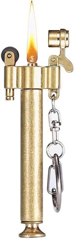 Bullet Lighter Series Reusable Metal Mini Trench Lighters with Keychain for Collection， Decorative， Gift， Outdoor， Camping (Gold(A)) in Saudi Arabia