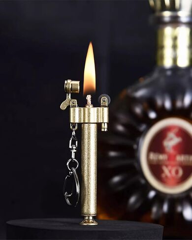 Bullet Lighter Series Reusable Metal Mini Trench Lighters with Keychain for Collection， Decorative， Gift， Outdoor， Camping (Gold(A)) in Saudi Arabia