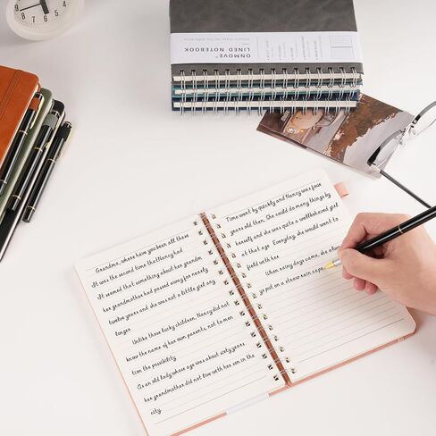 Spiral Notebooks Journal for Women Men 5 Pack Bulk Leather Hardcover with Pen Holder A5 160 Pages 100 GSM Thick Paper for Work School (Green) in Saudi Arabia