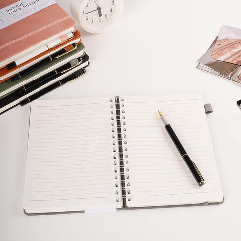 Spiral Notebooks Journal for Women Men 5 Pack Bulk Leather Hardcover with Pen Holder A5 160 Pages 100 GSM Thick Paper for Work School (Green) in Saudi Arabia