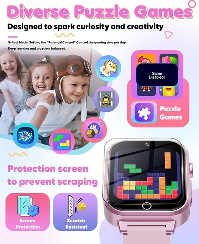 Smart Watch for Kids Toys for Ages 5-7, Dual Camera Kids Watch for Girls Toys Age 6-8, Christmas Birthday Gifts for 7 8 9 Year Old Girls, Learn Card Video Players Toys for 8-10 Years Old in Kuwait