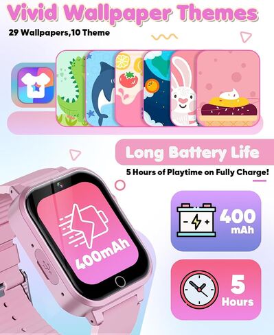 Smart Watch for Kids Toys for Ages 5-7, Dual Camera Kids Watch for Girls Toys Age 6-8, Christmas Birthday Gifts for 7 8 9 Year Old Girls, Learn Card Video Players Toys for 8-10 Years Old in Kuwait