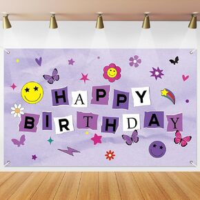 زخارف حفلة عيد ميلاد أرجوانية مغنية البوب ​​Banner Banner Backdrop Brasterly Party Photo Photo Profession