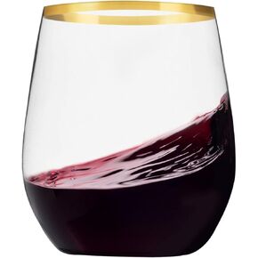 Munfix 48 Pack Plastic Stemless Wine Glasses Disposable 12 Oz Clear Plastic Wine Cups Shatterproof Recyclable and BPA-Free