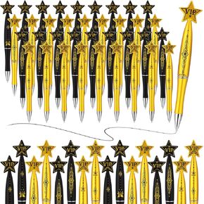 36 PCS VIP Pens Bulk Star Point Pens Red Carpet Vip Party FOVERS FOR FILD FILD NIGHT AWERT EVENT PIRMIDATIONAL DECREATIONS ، 1 مم حبر أسود (ذهبي وأسود)
