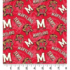 SYKEL ENTERPRISES University of Maryland Cotton Fabric with Tone on Tone Design