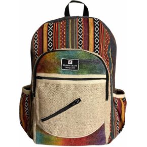 حزمة Zillion Craft Strong Back مصنوعة من القنب الطبيعي. مصنوعة يدويًا على الطراز البوهيمي حزمة كبيرة الحجم للركوب الكلية.