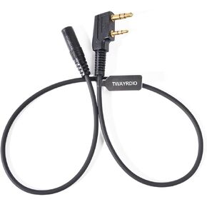 2-Pin K1 to 3.5mm Audio Earpiece Headset Transfer Cable with Big PTT/MIC, Walkie Talkie Audio Adaptor for Baofeng Retevis Kenwood Handheld Radios