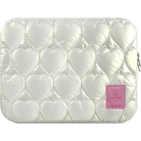 iCasso Puffy Laptop Sleeve 14 Inch 13 Inch, Heart Quilted Puffer Laptop Carrying Case for Women, Sliver Laptop Sleeve for MacBook Pro 14 inch case, MacBook Air 13 Inch Sleeve, HP, Dell, Lenovo, Asus