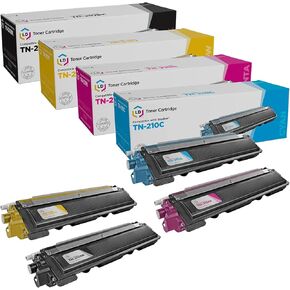 LD Products Compatible Toner Cartridge Replacement for Brother TN210 (Black, Cyan, Magenta, Yellow, 4-Pack) with DCP-9010CN HL Printers HL-3040CN HL-3070CW HL-3045CN HL-3